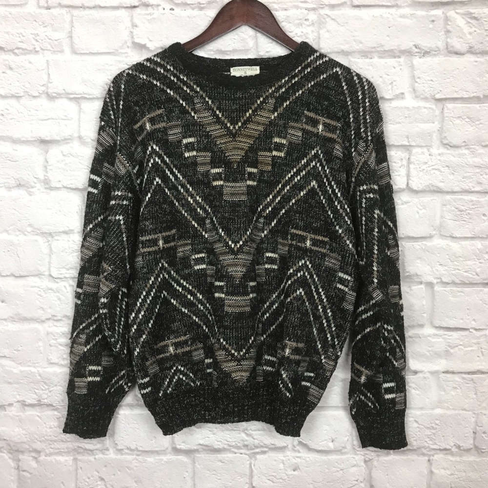 Grandpa sweater grey black and brown size M